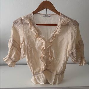 Lush Beige Blouse NWOT Size S